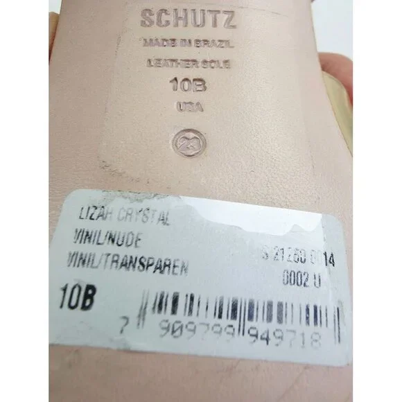 Schutz Size 10B Womens Lizah Crystal Slip On Studded Open Square Toe Heels - Picture 7 of 14